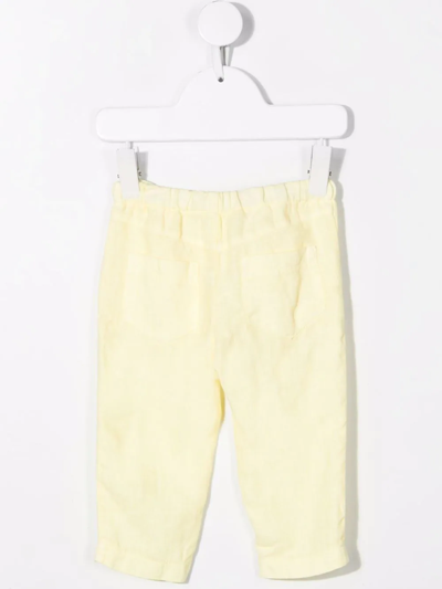 Shop Siola Straight-leg Linen Trousers In Yellow