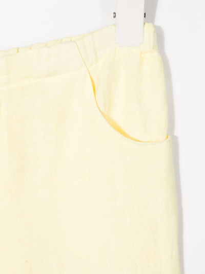 Shop Siola Straight-leg Linen Trousers In Yellow