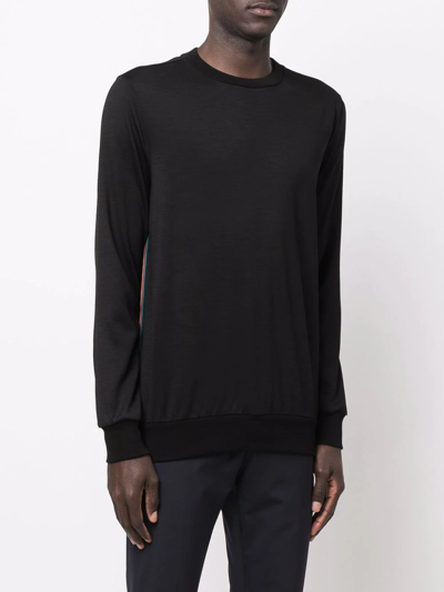 Shop Paul Smith Signature Stripe-trimmed Wool Jumper In Black