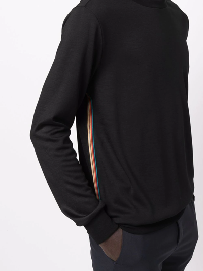 Shop Paul Smith Signature Stripe-trimmed Wool Jumper In Black