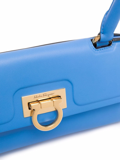 Ferragamo Mini Trifolio Leather Shoulder Bag In Blue