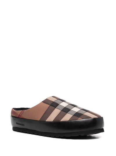 Shop Burberry Check-pattern Slippers In Black