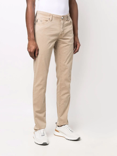 Shop Sartoria Tramarossa Five-pocket Cotton Straight-leg Trousers In Neutrals