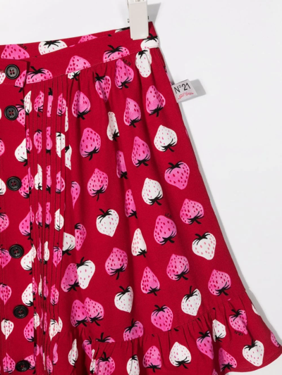Shop N°21 Teen Strawberry-print A-line Skirt In Red