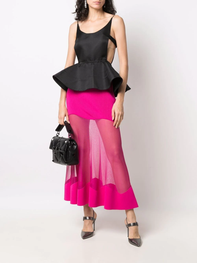 Shop Alexander Mcqueen Semi-sheer Midi Skirt In Pink