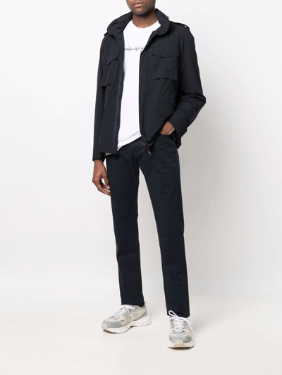 Jacob Cohen Handkerchief-detail Corduroy Straight Trousers In Blue
