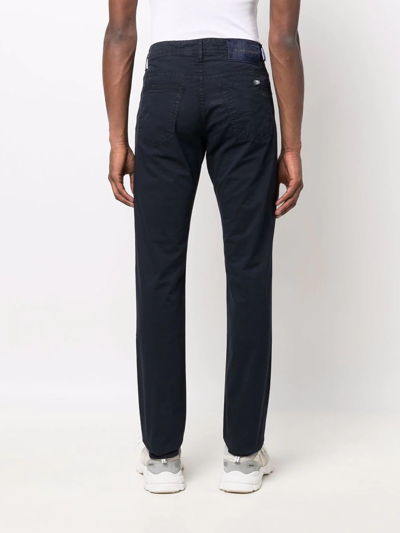 Shop Jacob Cohen Scar-detail Five-pocket Straight-leg Trousers In Blue