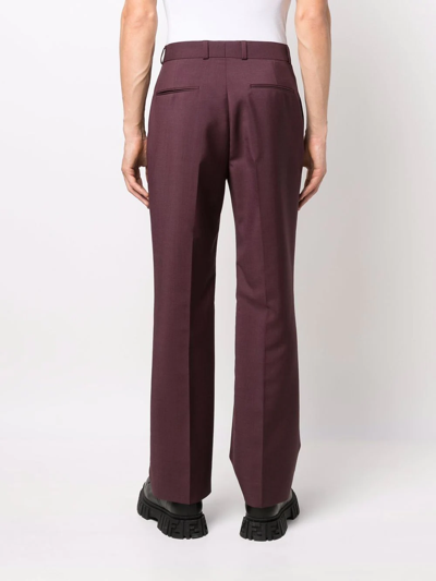 Shop Valentino Straight-leg Tailored Trousers In Purple