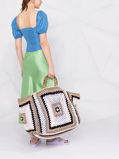 Shop La Milanesa Crochet-panel Top-handle Shoulder Bag In Pink