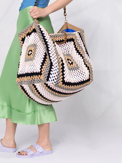 Shop La Milanesa Crochet-panel Top-handle Shoulder Bag In Pink
