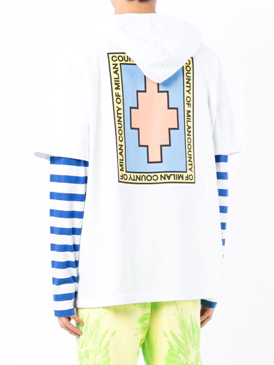 Shop Marcelo Burlon County Of Milan Layered Logo-print Hoodie In White