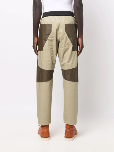 Shop Arnar Mar Jonsson Colour-block Straight-leg Trousers In Green