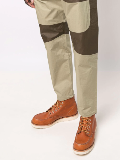 Shop Arnar Mar Jonsson Colour-block Straight-leg Trousers In Green