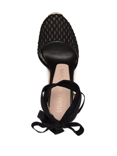 Shop Stuart Weitzman Braided-detail Wedge Espadrilles In Black