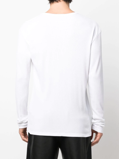 Shop Balmain Cut-out Long-sleeve T-shirt In White