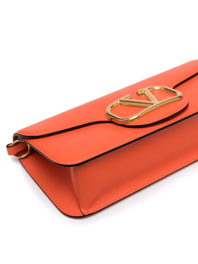 Shop Valentino Vlogo Chain Shoulder Bag In Orange