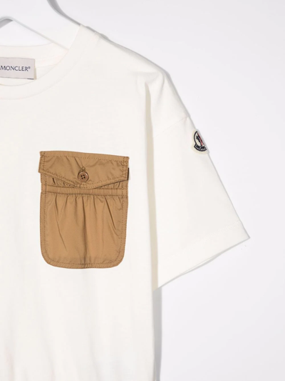 Moncler Teen Chest-pocket Cotton T-shirt In White
