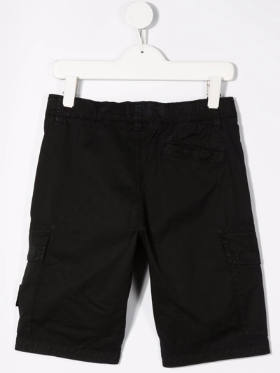 Shop Stone Island Junior Logo-patch Cargo Shorts In Black