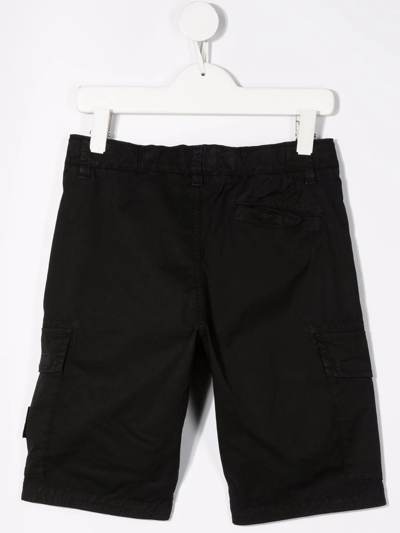 Stone Island Logo-patch Cargo Shorts In Black