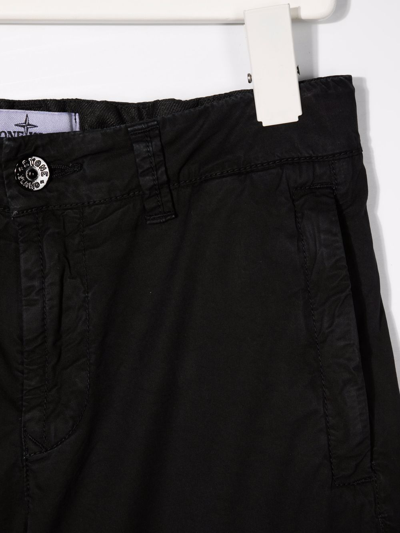Shop Stone Island Junior Logo-patch Cargo Shorts In Black