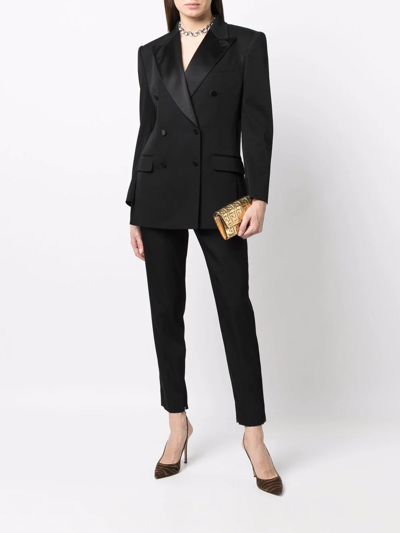 Shop Dolce & Gabbana Silk-lapels Double-breasted Blazer In Black