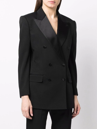 Shop Dolce & Gabbana Silk-lapels Double-breasted Blazer In Black