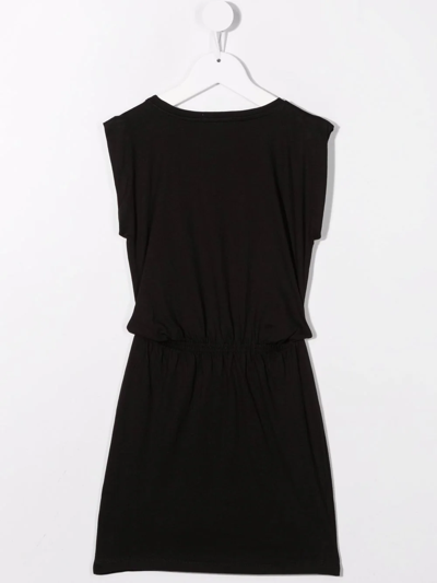 Shop Calvin Klein Sleeveless Logo-print Jersey Dress In Black