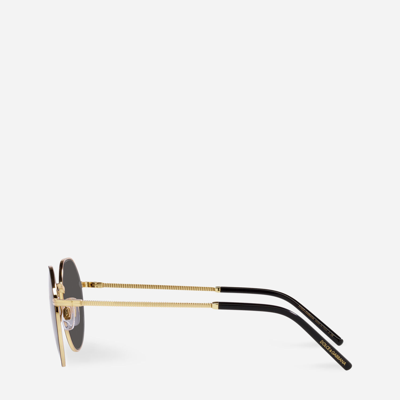 Shop Dolce & Gabbana Gros Grain Sunglasses In Gold And Black
