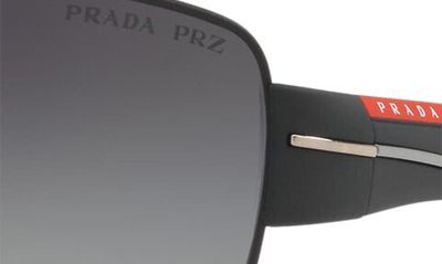 Prada 65mm Gradient Polarized Oversize Aviator Sunglasses In Black