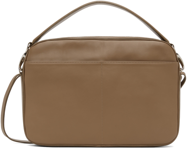 Shop Commission Beige Leather Parcel Shoulder Bag In Dark Beige