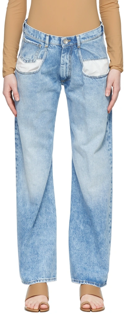 Shop Maison Margiela Blue Contrast Pocket Jeans In 470 Denim