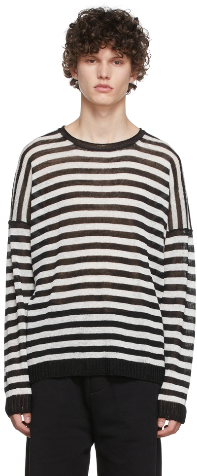 Shop Isabel Benenato Black Linen Sweater In Black/white 232