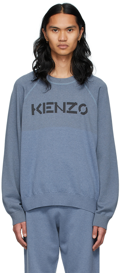 Shop Kenzo Blue Wool Sweater In 62 - Glacier