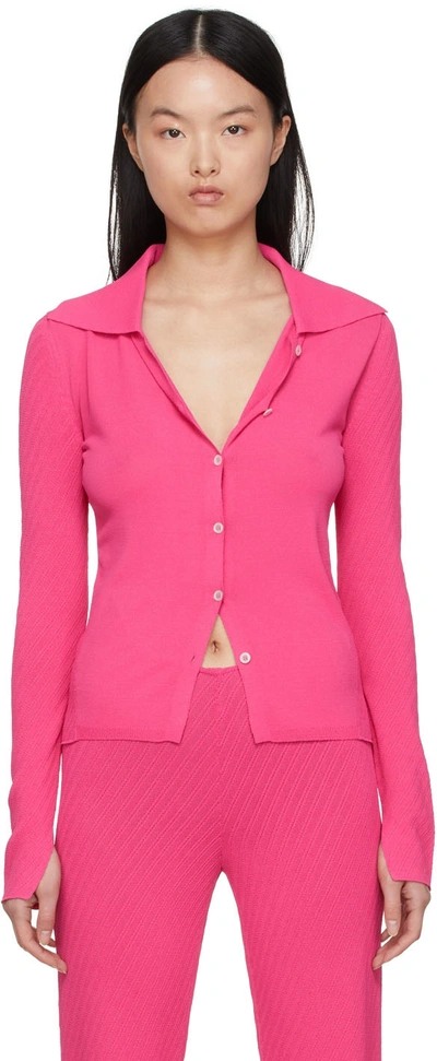 Shop Commission Pink Heather Cardigan In Fuchsia