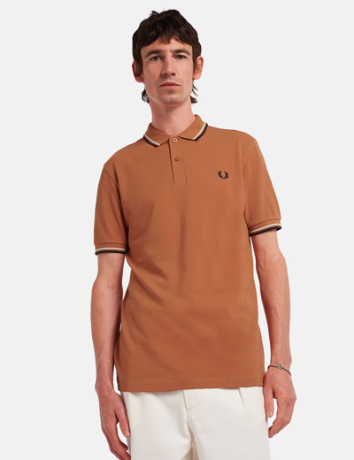 Fred Perry Twin Tipped Polo Shirt In Brown | ModeSens
