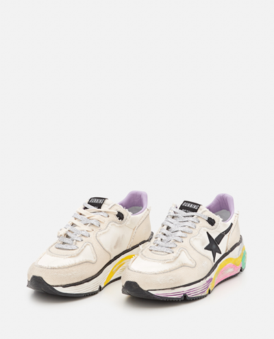 Shop Golden Goose Running Sole Leather Sneakers In Grey