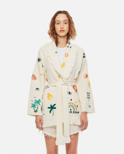 Alanui The Sound Of The Ocean Icon Wool Cardigan In White