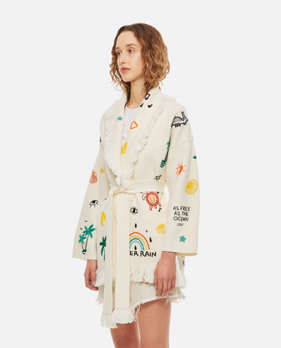 Alanui The Sound Of The Ocean Icon Wool Cardigan In White