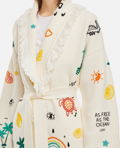 Alanui The Sound Of The Ocean Icon Wool Cardigan In White