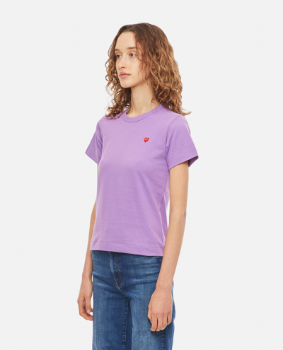 Shop Comme Des Garçons Play Logo Cotton T-shirt In Purple