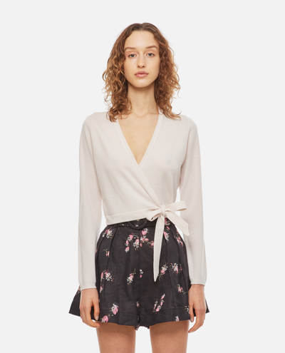 Shop Zimmermann Merino Wool Wrap Top In White