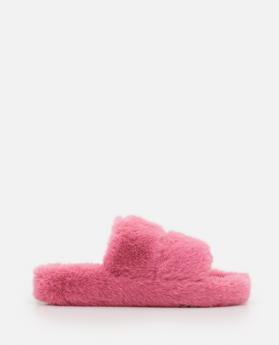 Stand Studio Isla Faux-fur Open-toe Slippers In Pink | ModeSens