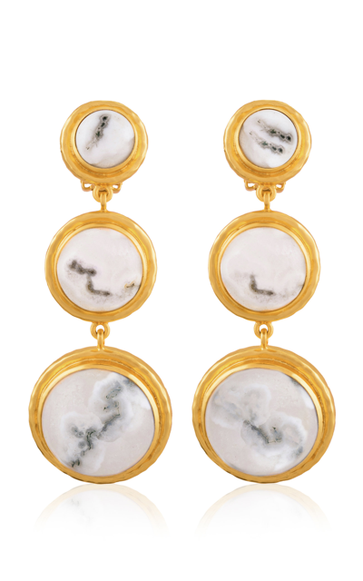 Shop Valére Women's Alanna Moss Agate Drop Earrings In White