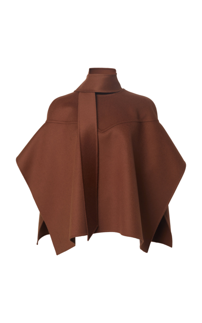 Shop Valentino Women's Wool-cashmere Mini Cape In Brown