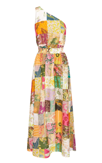 Shop Alemais Women's Hattie One-shoulder Silk And Cotton-blend Midi Dress In Print