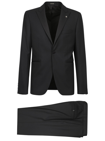 Shop Tagliatore Three-piece Dinner Suit In Black
