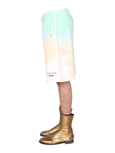 Msgm Tie Dye Pattern Bermuda In Multicolor