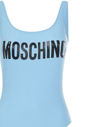 Shop Moschino Swimsuit In Light Blue