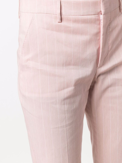 Shop Tagliatore Pink Linen Pinstriped Two-piece Suit In Rosa