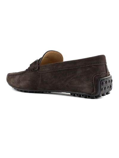 Shop Tod's Brown Suede City Gommino Driving Shoes In Marrone